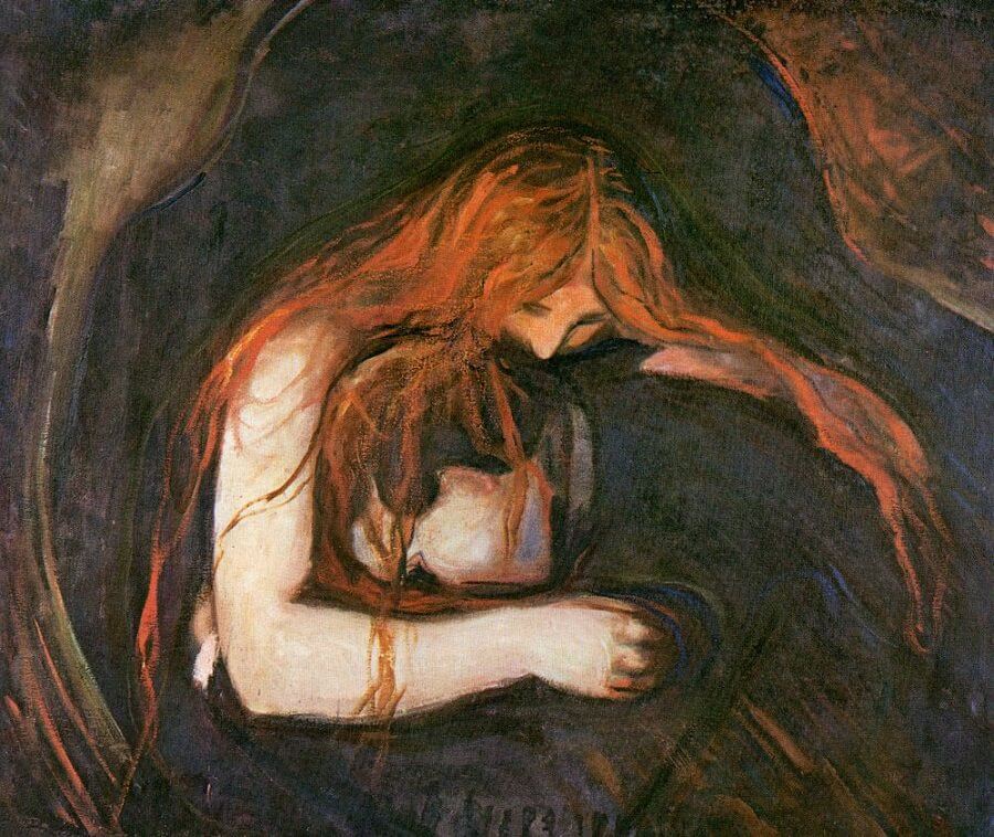 Love and Pain, (alt. Vampire), Edvard Munch, 1893